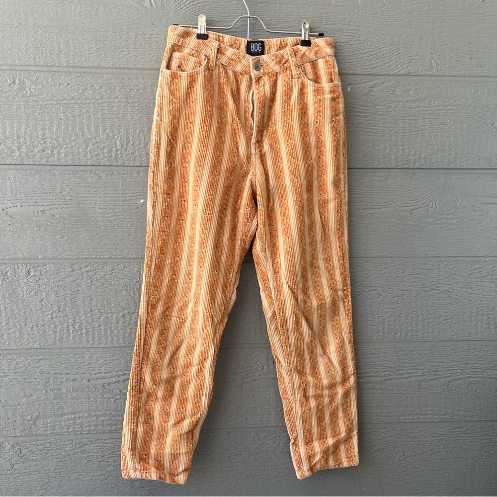 Urban Outfitters Floral Corduroy Mom High-Waisted Pants